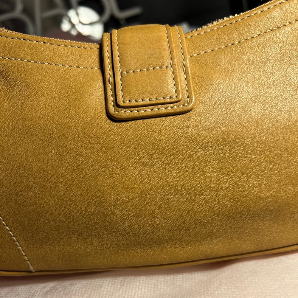 COACH Demi Baguette Leather Shoulder Bag in Tan - Y2K Mini Hobo Bag - Picture 14 of 15